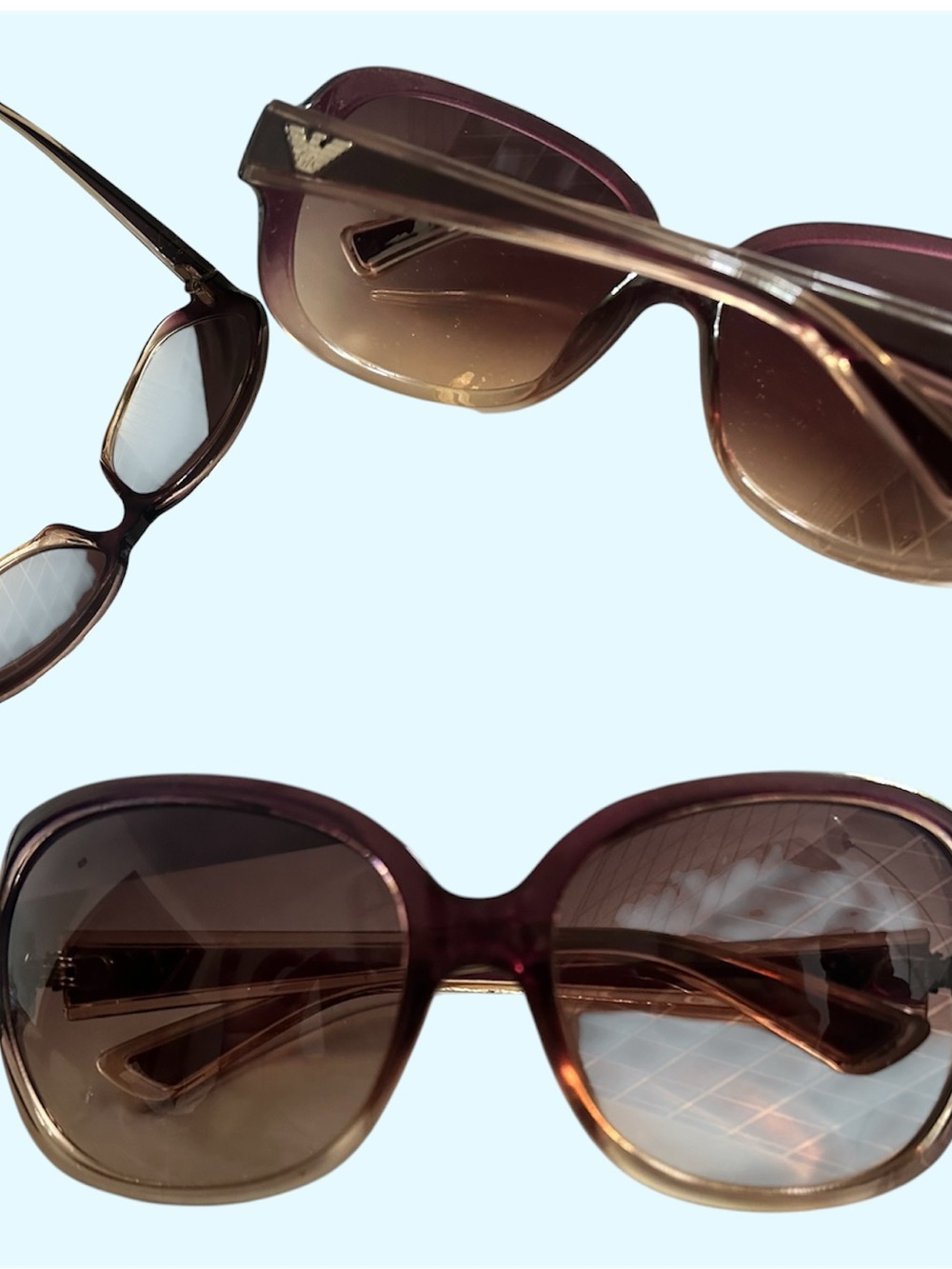 Emporio Armani Brown to Purple Gradient Women's Sunglasses